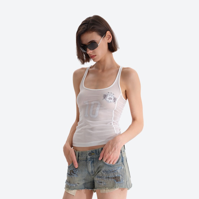 No.10 Snake‑print Sheer Tank Top